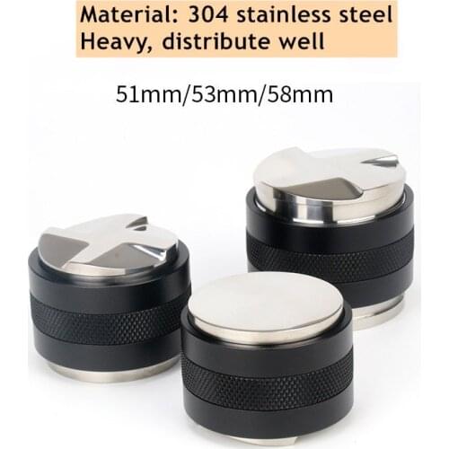 Coffee Distributor 51 53 58MM 2 in 1 Espresso Tamper Stainless Espresso Maker Adjustable Tamper Corner Mat موزع القهوة
