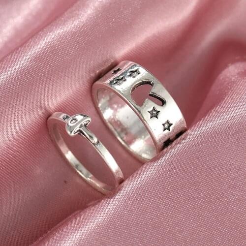 Punk Fashion Gold Silver Color Mushroom Stars Opening Ring For Women Men Hollow Animal Rings Anniversary Gifts Jewelry