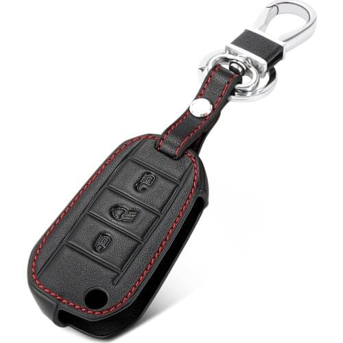 Leather car key case shell cover for Citroen C4L CACTUS C5 C3 C6 C8 Picasso Xsara for Peugeot 3008 308 RCZ 508 408 2008 KEY