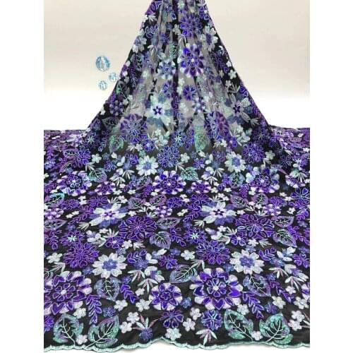 Beautiful African Velvet Lace Fabric 2021 High Quality Embroidered Sequins Nigeria Mesh Fabric 5 Yards D4473