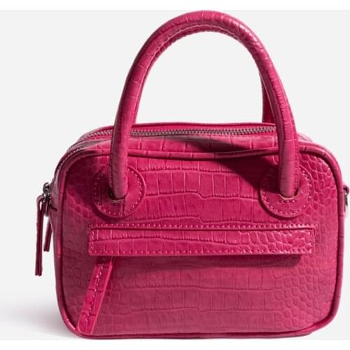 Retro Alligator Small Square Bag Rose Red 2021 New Quality PU Leather Womens Handbag Crocodile pattern Shoulder Messenger Bags