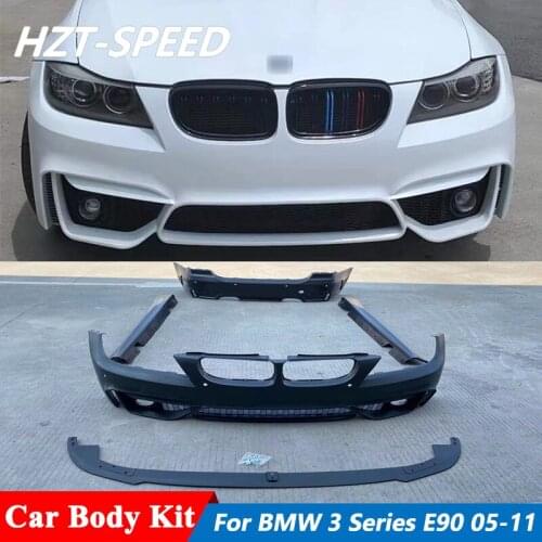 PP Material Unpainted Front Bumper Rear Bumper Side Skirts Car Body Kit For BMW 3 Series E90 Modify M4 Style 2005-2011