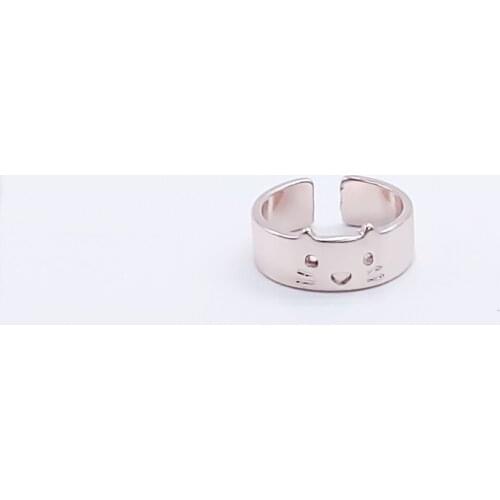 NEW Cat Ring Cute Animal Face Style Flat Rings Gold Silver Rose Three Color Optional Wholesale