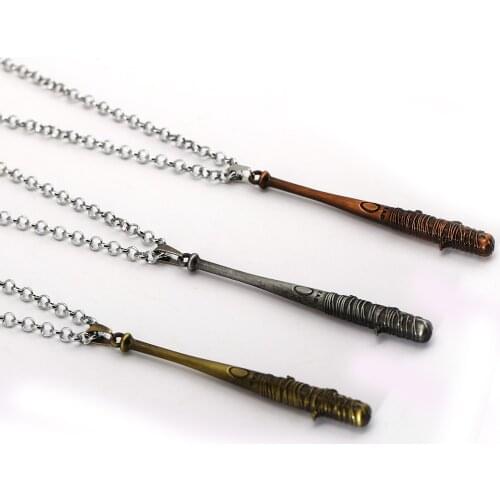 The Walking Dead Necklace Negan Lucille Mini Baseball Bat Walking Dead Pendant Necklace Women Men Jewelry Colar bijoux femme HC1