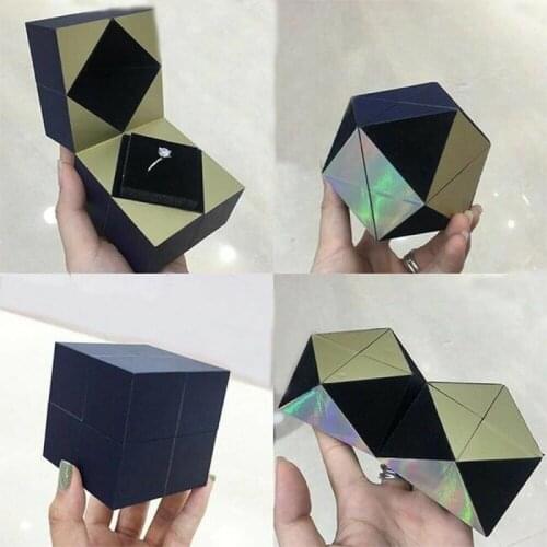 Creative A Fun Ring Box For Ring/earring Puzzle Jewelry Box Magic Cube Rotating Case Suitable To Confess Marriage Proposal