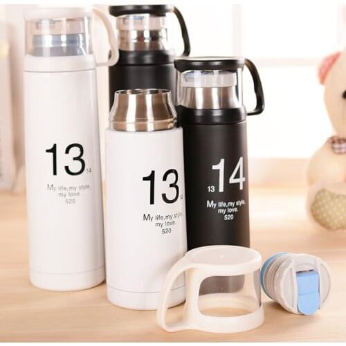 Hot 300-500ml Stainless Steel Insulated Travel Thermo Vacuum for Office Home 2 Colors Couples the kettle