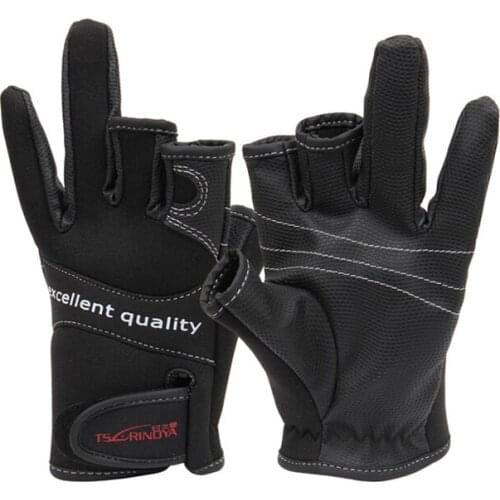 High Quality 1Pair Trulinoya Three Fingerless Fishing Gloves Anti-skid Fingerless Fishing Gloves Lure Gloves Fishing Tackle