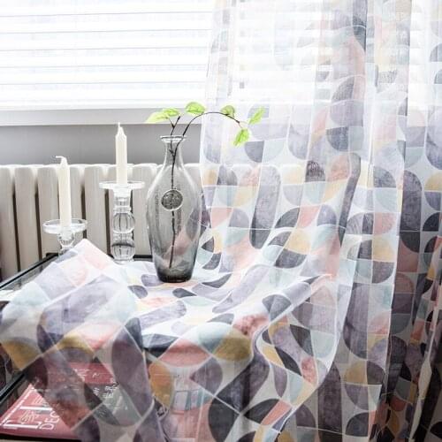 Green Semicircle Printed Curtain for Living Room Bedroom Linen Thermal Insulated Window Treatment Cortinas Salon zh204C