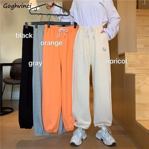 Women Pants Plus Velvet Harem Pant Embroidery Casual Autumn Winter All-match Student Fashion Adjustable Street Wear Chic Daily