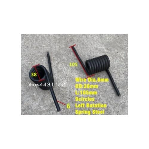 1pcs 6*38*105mm*9circles, 180degree ,Left Rotation Wire Steel spring Torsion spring Heteromorphic spring Rotating spring