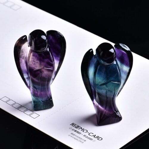 1PC Natural Crystal Mineral Ornament Fluorite Angel Guardian Gem Family High quality Home Decoration Couple Decoration DIY Gift