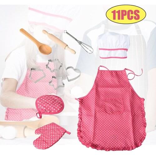 11pcs Kids Cooking Baking Set Girls Kitchen Toys Role Play Children Costume Pretend Role Play Brinquedos Infantil Brinquedos