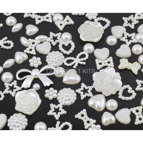 500 pcs/lot Mixed Irregular Flatback Pearl Cabochon Assorted Styles in Cream Color for cell phone decor,jewelry DIY-YZ0026