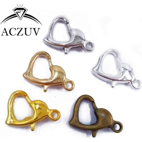 500Pcs Silver Gold KC Gold Antique Bronze Rhodium Plated 8x12mm Heart Claw Lobster Clasps Jewelry Hooks Findings Accessories
