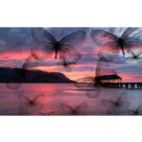 5D Diamond embroidery scenery butterfly3D Diy diamond painting full square/round rhinestone paste Crafts Needlework wall sticker