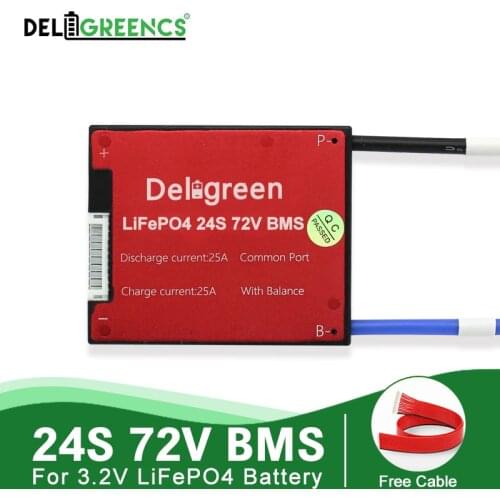 Deligreen 24S 30A 40A 50A 60A 72V PCM/PCB/BMS for 3.2V LiFePO4 battery pack with balance function short circuit protection