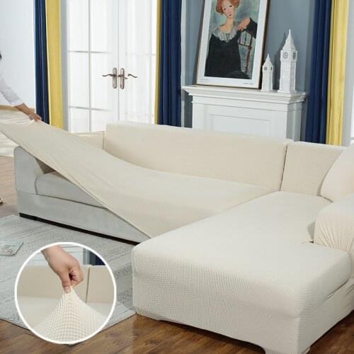 Velvet Thick Plush L Shaped Sofa Covers for Living Room Elastic Solid Case For Sofa Chaise Longue Corner Stretch Sofa Cover