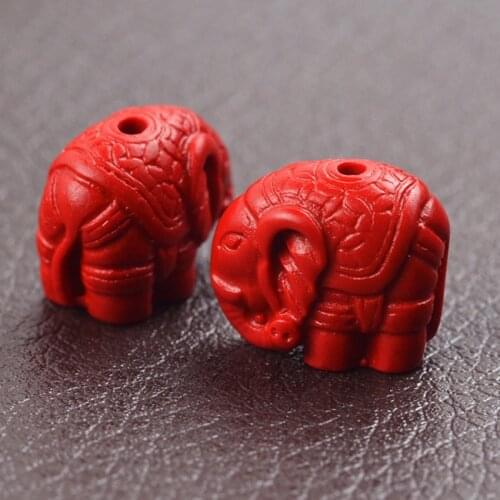 Cinnabar Elephant beads scattered carving DIY accessories christmas gifts making loose beads adjustable pendant charms shop 0132