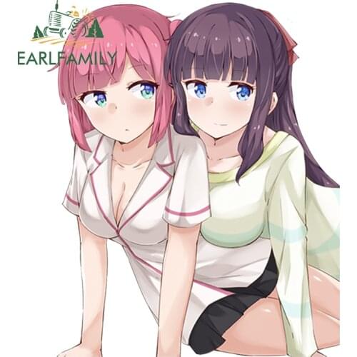 EARLFAMILY 13cm Car Styling New Game! for Mochizuki Momiji, Takimoto Hifumi Sexy Girl Anime JDM Waterproof Car Sticker