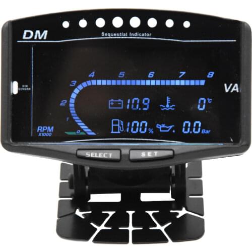 5 In 1 12V Motor Car Boat LCD Electronic Tachometer + Oil Pressure + Voltmeter+ Water Temperature Gauge + Fuel Gauge with Sensor