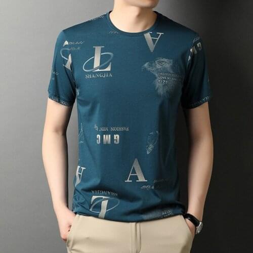 Fashion Print T-Shirts Mercerized Cotton New Brand Tops Designer Short Sleeve Casual T Shirts Men 2021 Summer O Neck Men Clothes