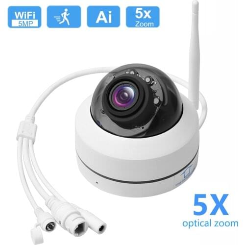 HD 5MP Wifi AI Human Detect Auto Tracking 5X Zoom Metal Dome IP Camera Security Surveillance CCTV Network Wireless Camera CamHi