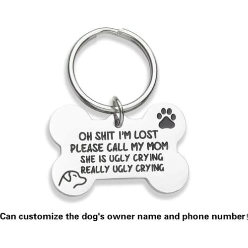 Engraved Cat Dog Pet ID Tag Dog Anti-lost Collar Pet Charm Pet Name Pendant Bone Necklace Collar Puppy Cat Collar Accessory
