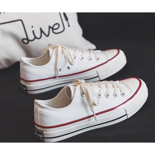 Womens canvas shoes spring and summer new casual white shoes fashion vulcanized shoes couple models large size 35-46