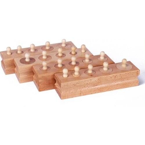 New Montessori Materials Montessori Block Toys Educational Games Cylinder Socket Wooden Math Toys for Parent Child Interaction