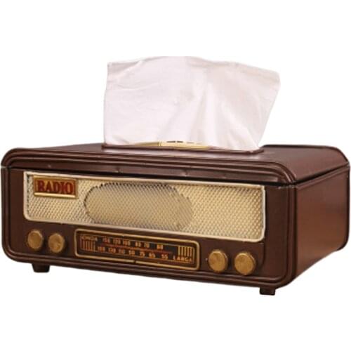 Retro Radio Shape Tissue Paper Box Napkin Storage Box Container Paper Towel Holder Tissue Box Case for Home Bar Office