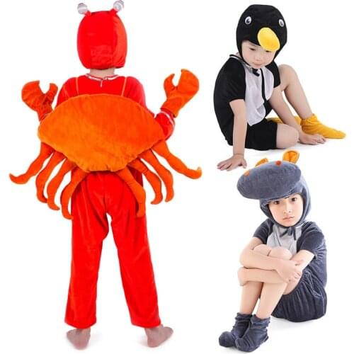 Animal Children Adult Performance Costume Crab Dolphin Shrimp Pengium Cosplay Clothing Animal Costumes Jumpsuits for Kids Adult
