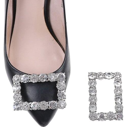 1 Pc Rhinestone Square Shoes Buckle Bridal Wedding Charm Elegant Fashion For Girls Metal Crystal Shoe Clips Decor Accessories