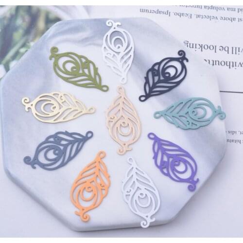 50pcs AC12478 30*14mm Brass Feather Charms DIY Jewelry Earring Findings