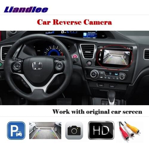 Liandlee Auto Rearview Reverse Camera For Honda Civic 2011-2015 HD CCD Rear Parking Back CAM Work With Car Factory Screen