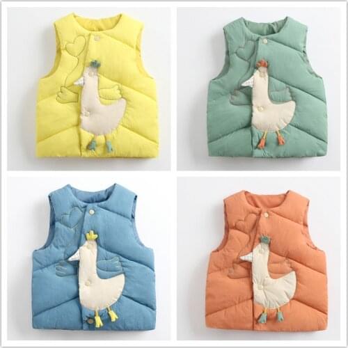 Menoea baby girl winter clothes Kids Baby Boys Winter Warm Down Vests Waistcoats Girls Solid Duck Design Outerwear Kid Coats