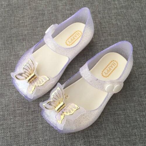 Cute Butterfly Shoe for Girls 2019 New Girls Jelly Sandals Children Shoes Baby Sandals Silvery Girls Beach Sandals for 1-3 Years