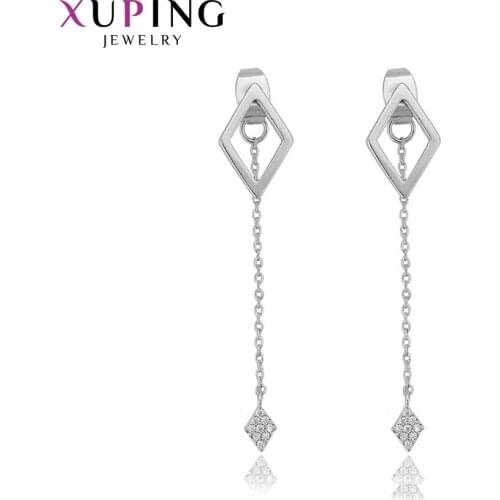 Xuping Fashion Romantic Plain Earrings Rhodium Plated Jewelry for Women Family Colorful Gift 94768