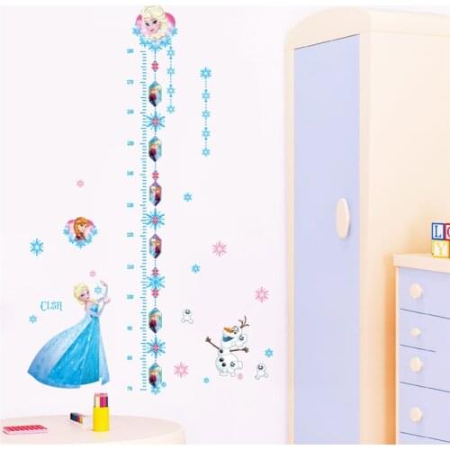 Cartoon Frozen Height Measure Growth Chart Wall Stickers For Kids Rooms Decals Wall Art Decor Murals Girls Room Posters