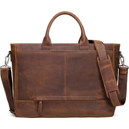 Cow leather large capacity men laptop bag office business briefcase bags