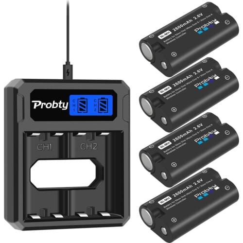 4x2600mAh Battery For Xbox One S/Xbox One X/Xbox Series X/S/Xbox One Elite Wireless Controller Batteries + LCD USB Dual Charger