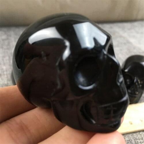 Natural obsidian quartz crystal skull hand carved reiki healing 1pcs