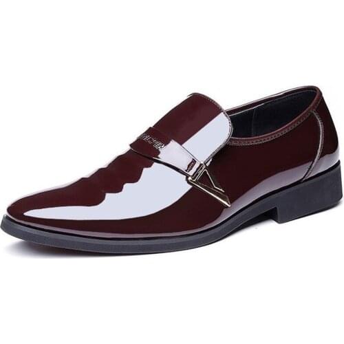 NIUBAIGUAN Men's Patent Leather Shoes