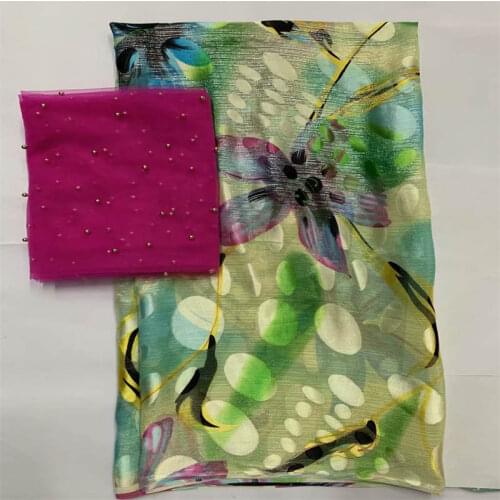 New Fashion High Quality African Soft Silk Fabric 5+2 Yards For Garment Neat Embroidery On The Dress Sewing Materials ! LXF77121