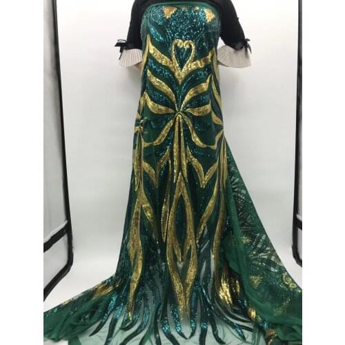 The Latest African Sequined Lace Fabric 2021 High Quality Lace Nigerian French Tulle Sequined Lace Fabric Evening Dress J4727