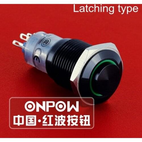 ONPOW 16mm Latching High Round actuator 12V,24V,110V Angel eye LED Aluminium Alloy Push Button Switch (LAS2GQH-ZE/A) CE,RoHS