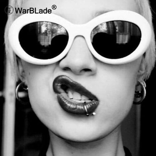 Wholesale Clout Goggle Kurt Cobain Glasses Oval Sunglasses Ladies 2020 Vintage Retro Sunglasses Womens White black Eyewear 5PCS
