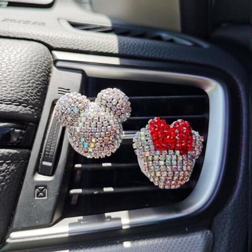 Car Air Freshener Perfume Women Diamond Cute Cartoon Air Conditioner Outlet Aromatherapy Clip Essential Oil Diffuser