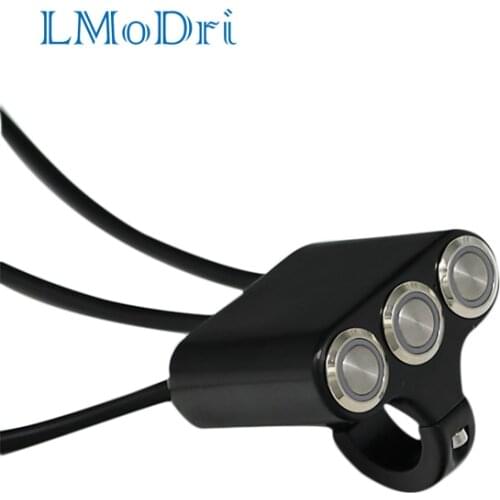 LMoDri Motorcycle Switch 22mm Handlebar Mount Switches Headlight Hazard Brake Fog Light ON-OFF Aluminum Alloy With Indicator DIY