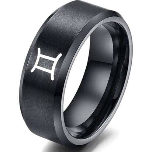 Personalised 12 Zodiac Ring Aries Taurus Gemini Cancer Virgo Libra Scorpius Sagittarius Capricornus Wedding Stainless Steel Ring