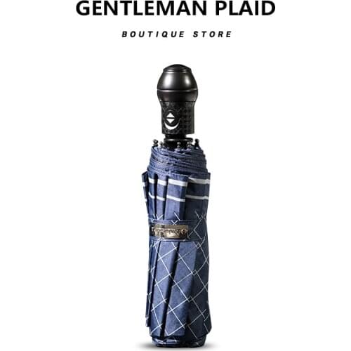 Fully Automatic Umbrella Men Business Plaid Style 10 Ribs Umbrella Rain Women Anti UV Folding Golf Sun Umbrellas Brand Parasol